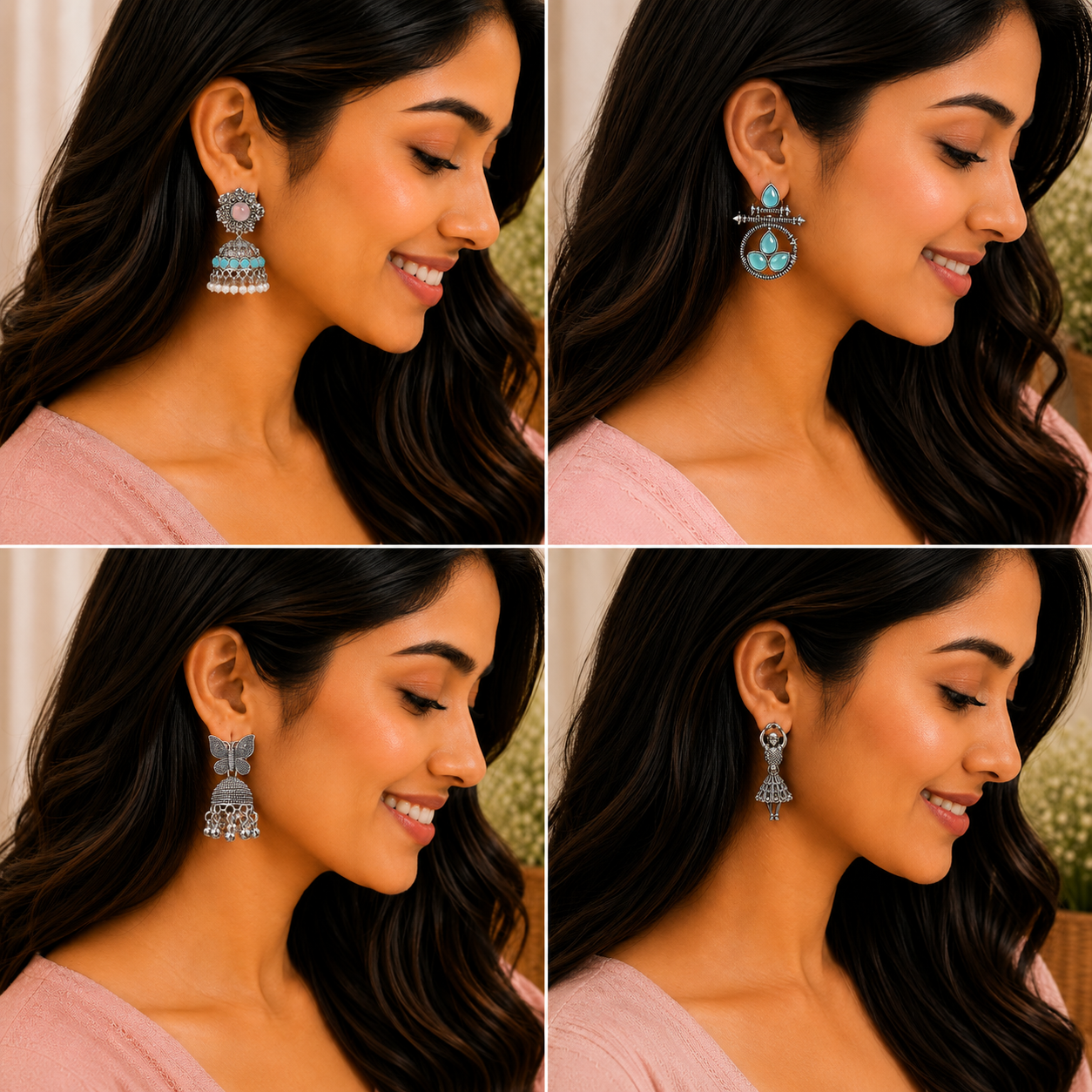 12 Pairs Premium Jhumka Collection with Velvet Mirror Box
