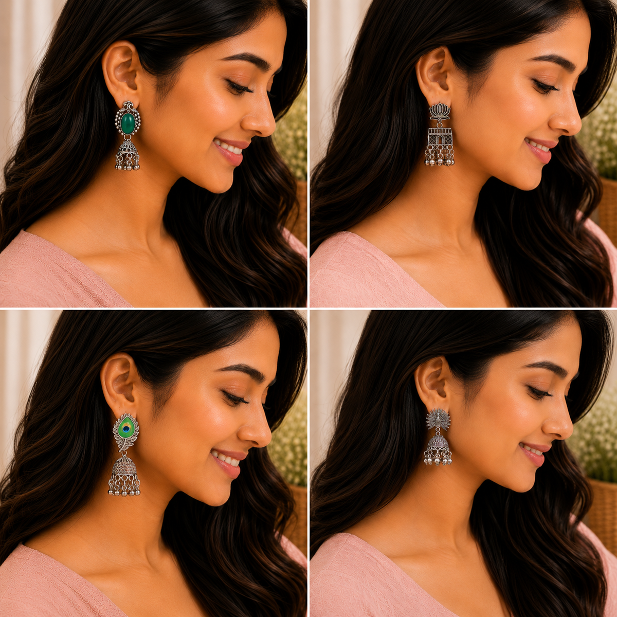 12 Pairs Premium Jhumka Collection with Velvet Mirror Box