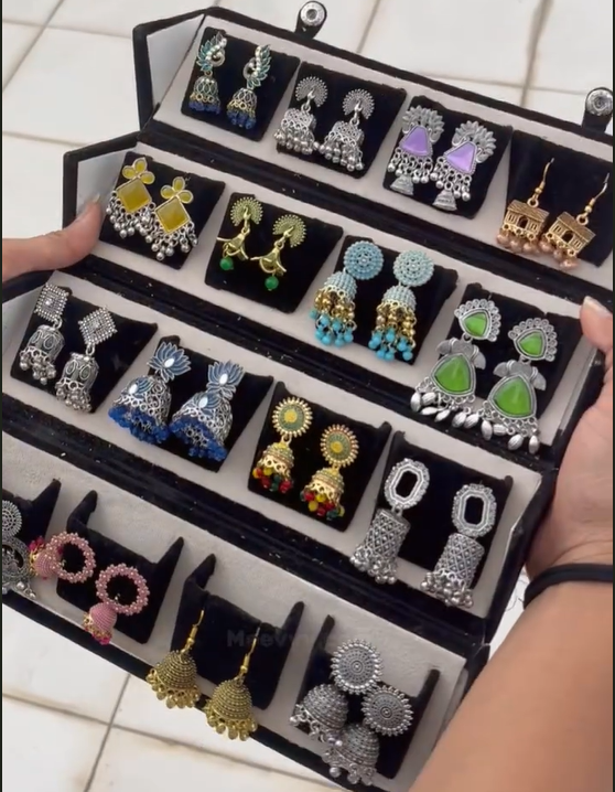 16 Pcs Premium Jhumka Set | Free Velvet Gift Box 🎁 ⭐