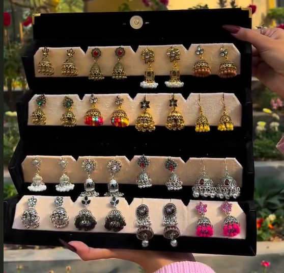 16 Pcs Premium Jhumka Set | FREE Velvet Box 🎁