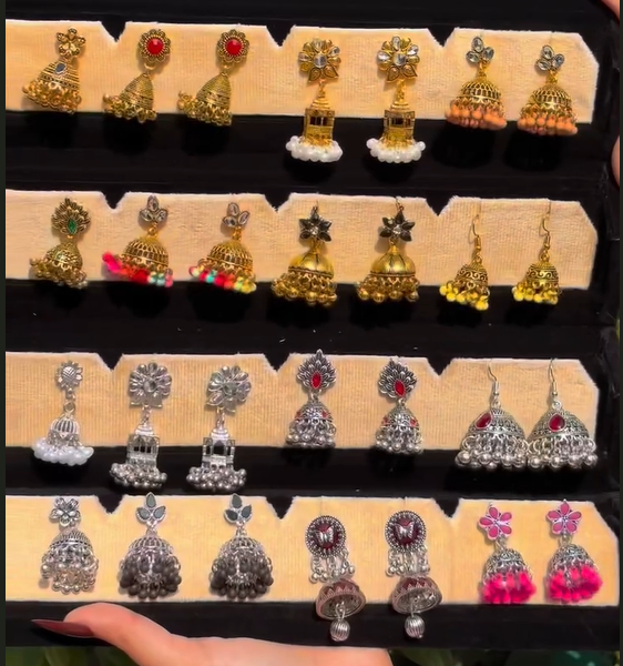 16 Pcs Premium Jhumka Set | FREE Velvet Box 🎁