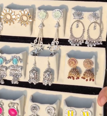 16 Pcs Jhumka Set | Beautiful Designs for Every Outfit