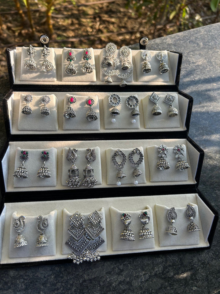 16 PC OXIDISED JHUMKAS + BEST BOX